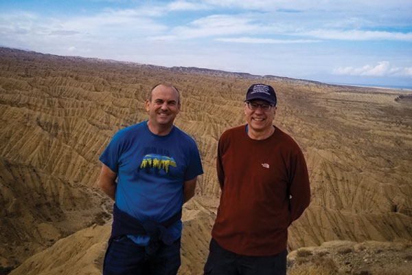 From left: Rufus Edwards and Jay Turner at Lake Issyk-Kul, Kyrgyzstan, in November 2022. Edwards is a professor of epidemiology and public health at University of California, Irvine. Turner and Edwards have collaborated for nearly 10 years, first in Mongolia now also in Kyrgyzstan.